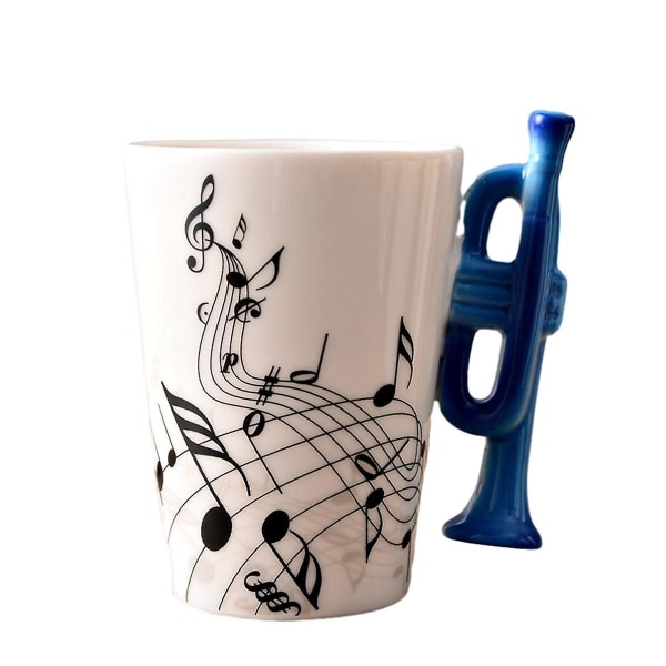 240ml, musikkeramisk mugg Söt kaffete, mjölkstavmuggar och koppar med handtag Nyhetspresenter, trumpet