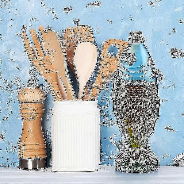 Vaso i Fiskform, Dekorativ Glaskaraff med Träpropp, Blommavas Mittstycke för Vardagsrum, Matbord, Kök, 3-pack, Kapacitet 50