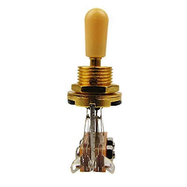 Metrisk 3-vägs Kort Rak Gitarr Toggle Switch Pickup Selector För Elgitarr, Guld & beige (2-pack)