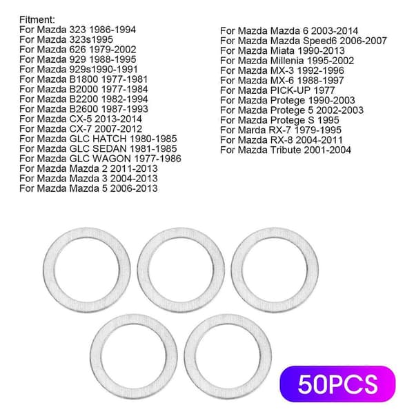 50st Oljeplugg Bricka Tätningar Packningar Ringar 995641400 Passar Mazda CX5 MX5