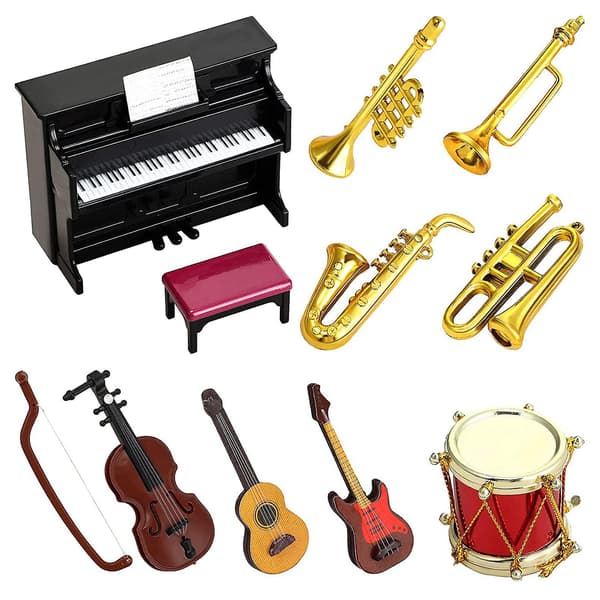 Dukkehust Miniatyr Musikk Instrumentsett Mini Dukkehust Musikk