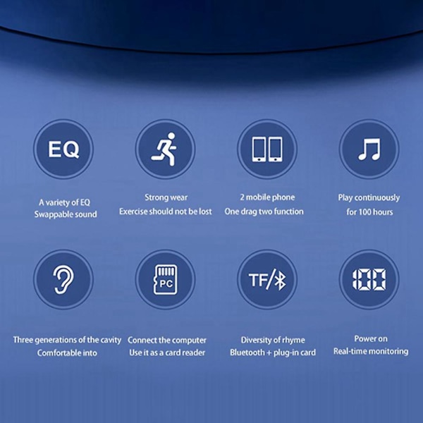 100 timmars Bluetooth hörlurar Stereo trådlösa Bluetooth hörlurar Nackband Brusreducerande Sport