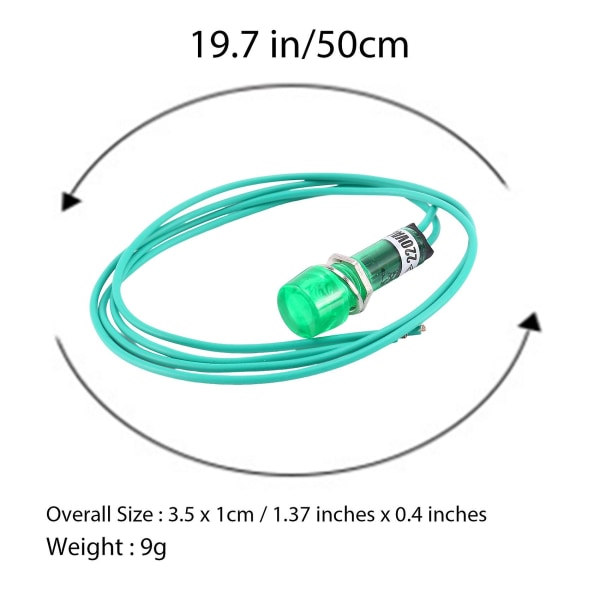 Neon-ilmaisin Ohjausvalo Vihreä Valo AC 250v Johdolla