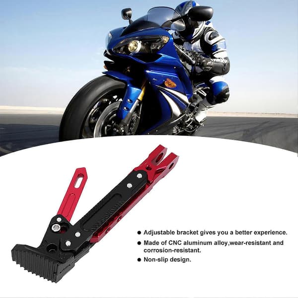 Motorcykelram Horizonfäste Aluminiumlegering Justerbart Sidostöd B0503 (Röd)