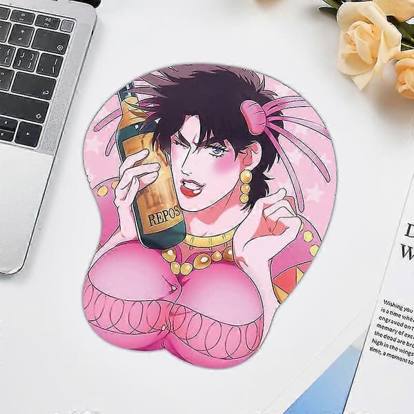 Joseph Joestar Pink Anime 3D Musemåtte med Blød Håndledsstøtte Gaming 3D Musemåtter 2-vejs Skin (mp-joestar P)