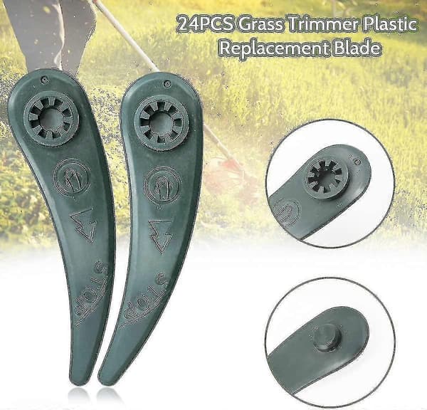 Erstatningsblader til gresstrimmer, 24-pakning kantklipperblad for Bosch Durablade Art 23-18 Li Art 26-18 Li String Trimmer, Grønn Rabatt