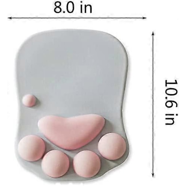 Kissankäpälä Hiirimatto Rannetuella, Pehmeät Silikoniset Rannetuet, Liukumaton Pehmustettu Hiirimatto Toimisto-, Tietokone- ja Pelipöydän Koristeluun (27,3 x 20 x 2,3 cm) (Tummanharmaa)