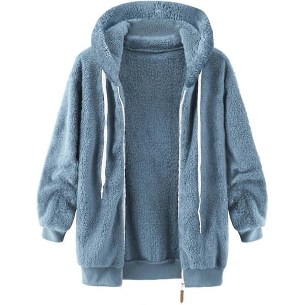Fleecejacka för damer - Fluffig vinterparkas lång termisk kappa