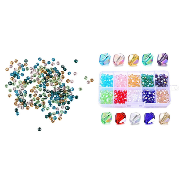 200 stk Blandede krystallkvarts fasetterte perler 4mm