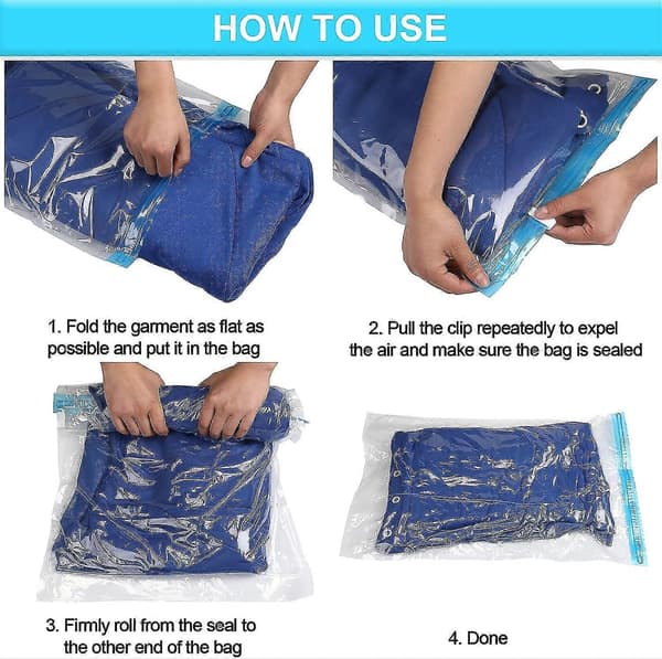 24-pack Reseplatsbesparande Väskor Rullande Kompressionsväskor Bulk för Packning av Bagage Kläder, 8 x XL, 8
