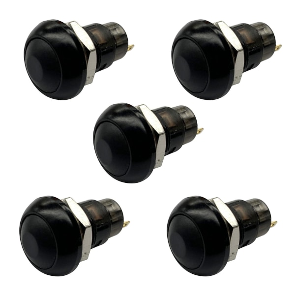 5x On-off Latching Waterproof 12mm Push Button Switch Spst 2a Ip67, Black