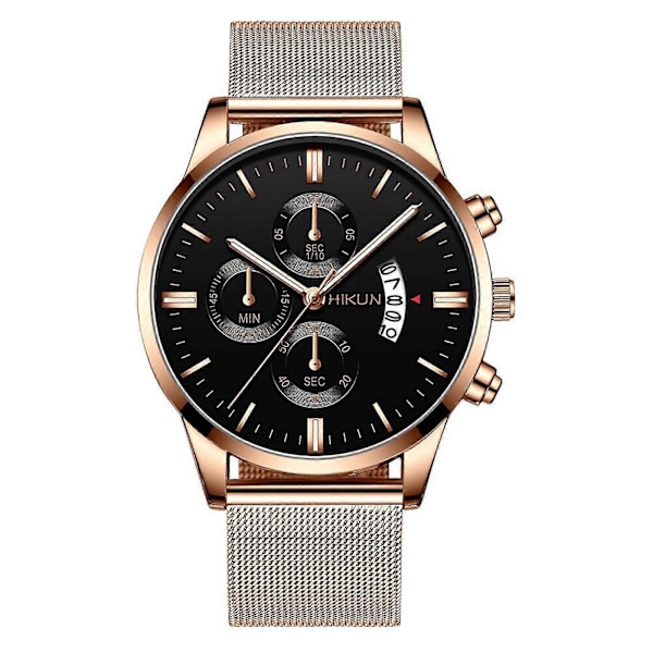Elegant Minimalistisk Mote Herreklokke med Mesh-rem og Urskive - Gaveklokke