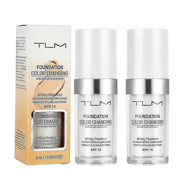 2 st Tlm Flawless Färgförändrande Foundation Makeup Hudton Matchande Concealer