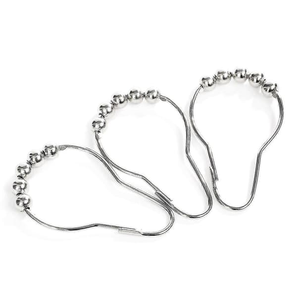 12-pack Duschdraperiringar i rostfritt stål med glidsystem 12 Enkelkrokar 69x39mm