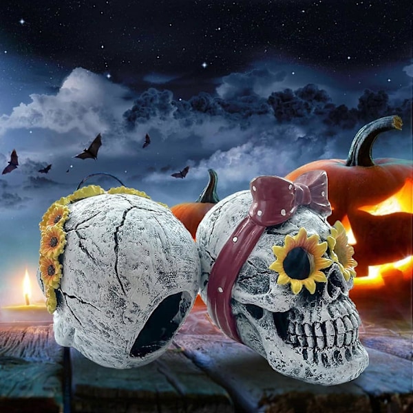 Ruusu Deco Kallo, Halloween Goottilainen Ihmisen Kallo, Ihmisen Kallomalli, Kallo Figuriini Kuvioilla Juhliin