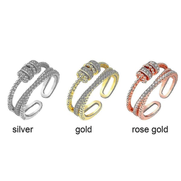 Fidget Angst Ring For Kvinner Tenåringer Justerbar Spinner Perle Stressreduserende Ringer Rose Gold