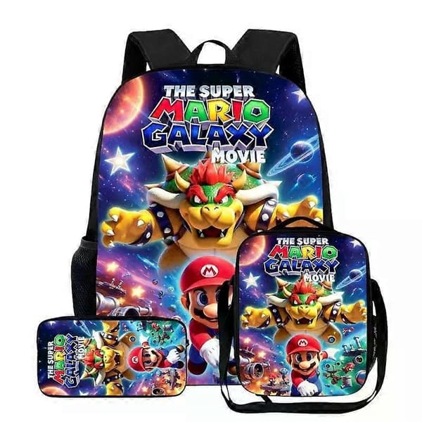 UUSI Super Mario Galaxy Koulureppu 3 KPL D