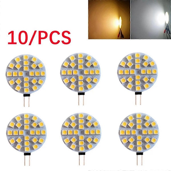 10 st 4.8W G4 Sockel 5050 SMD Mini LED-lampa på DC 12V Ersätter Halogen Bi-Pin Lampa LED-lampa Varmvita Ljus