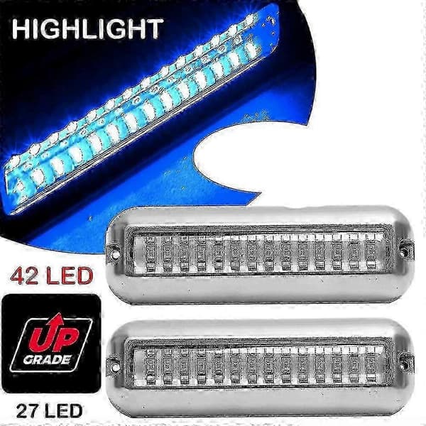 2 stk. 42LED Blå Undervands Båd Hæklys Marine Ponton Afløbslys