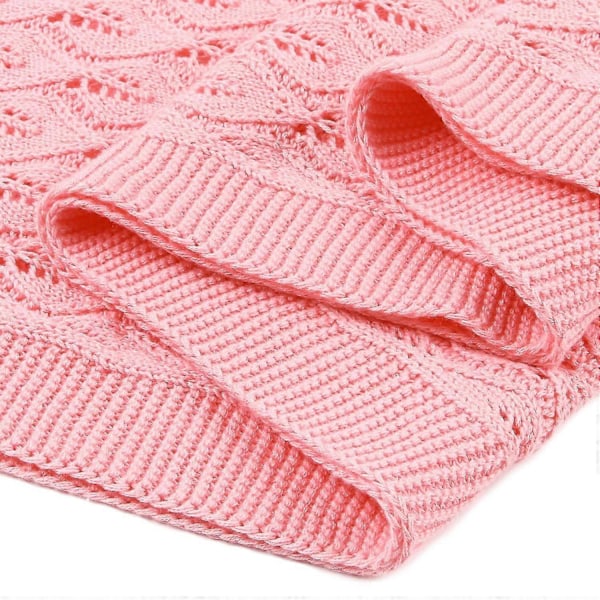 100% Bomull Babyteppe / Koseteppe / Strikket Teppe, 100 Cm X 80 Cm (rosa)