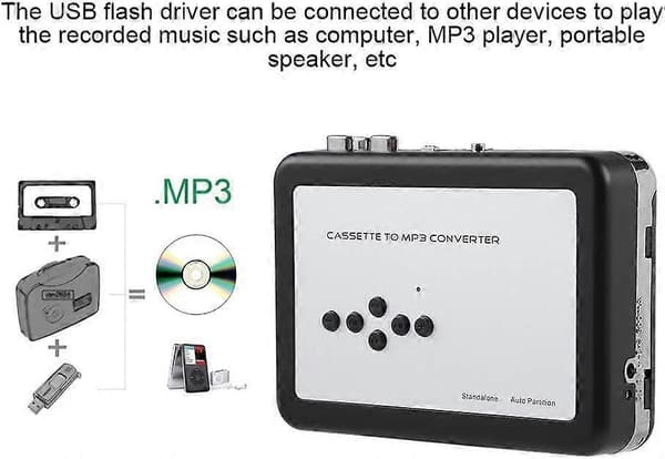 Kassetteafspiller med headset, bærbar personlig USB-kassettebånd til PC-konvertering til MP3 CD-konvertere
