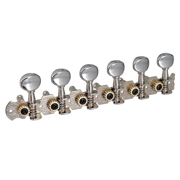 2-pack 6R6L Rostfria Gitarr Stämningsknappar Maskinhuvuden Stämmare Knappar för Klassisk Folk Gitarr Krom