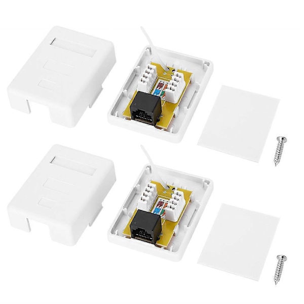 2 stk. CAT6 Enkel Port RJ45 Overflatemontert Skrivebordsinformasjonsboks