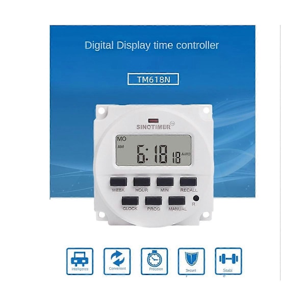 Tm618N-2 Lcd 1,6 Tommer Digital 220V Ac Programmerbar Timer Switch med Relæ Indeni og Nedtælling Ti