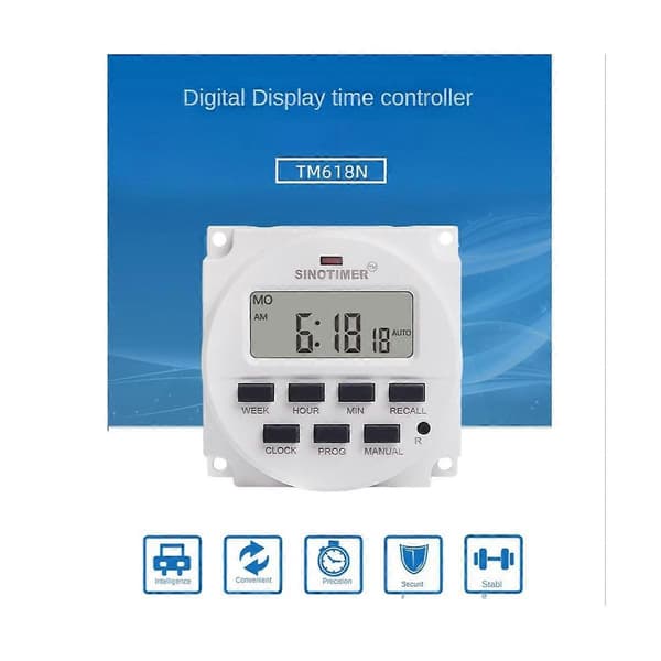 Tm618N-2 Lcd 1.6 Tum Digital 220V Ac Programmerbar Timer Switch med Relä Inuti och Nedräkning Ti
