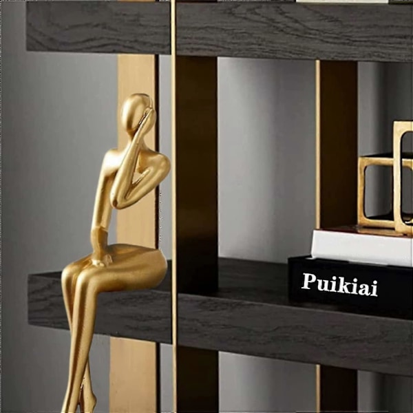 Gylne Abstrakte Hyllefigurer, Abstrakt Mann Statue Samling Utskjærings Kunst Action Statue Ornament Ornament For Studier Kontor (d)