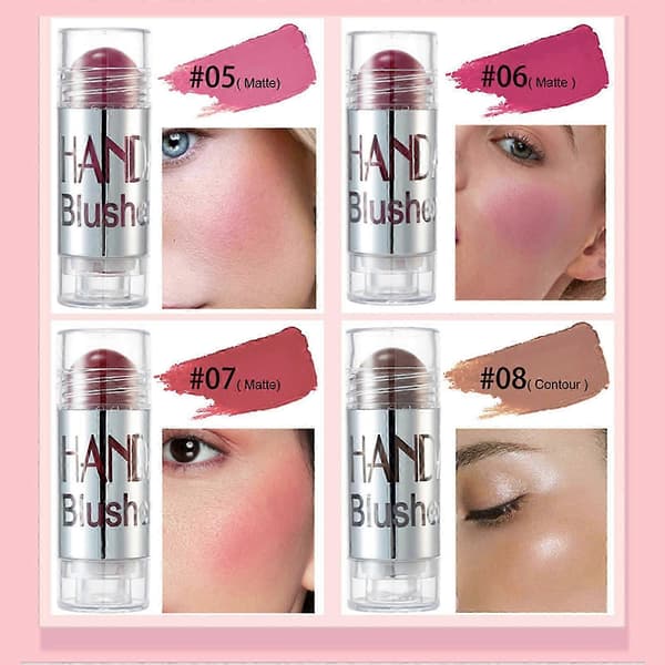 HANDAIYAN Blush Sticks til kinder og læber, fyldig creme blush, highlight og matte farver