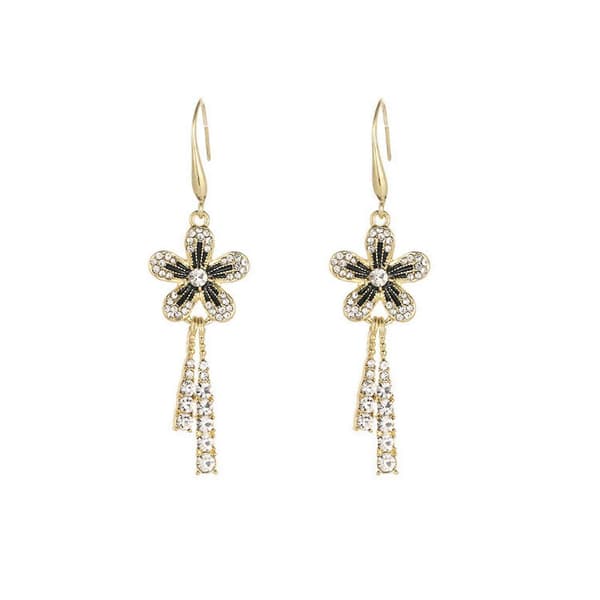Dame Blomst Diamant Duskeøreringer Full Rhinestone Lange Øreringer Duskeøreringer