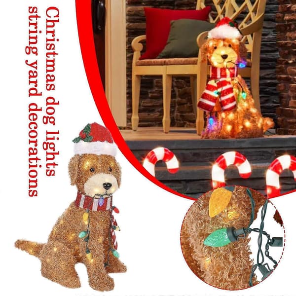 Holiday Living Jule LED Lysende Fluffy Doodle Hunde Dekor Gave