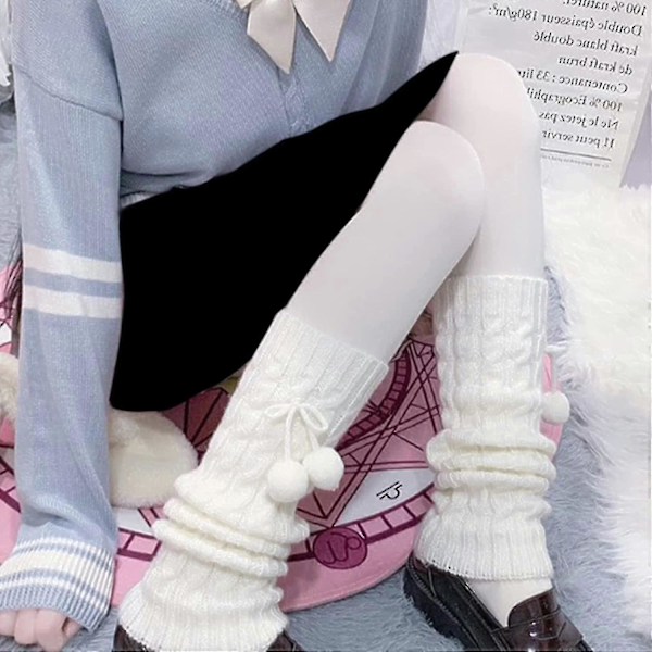 Kvinner Jenter Japansk Kawaii Strikket Lange Heklet Ull Ball Leggvarmere Knehøye Banmo