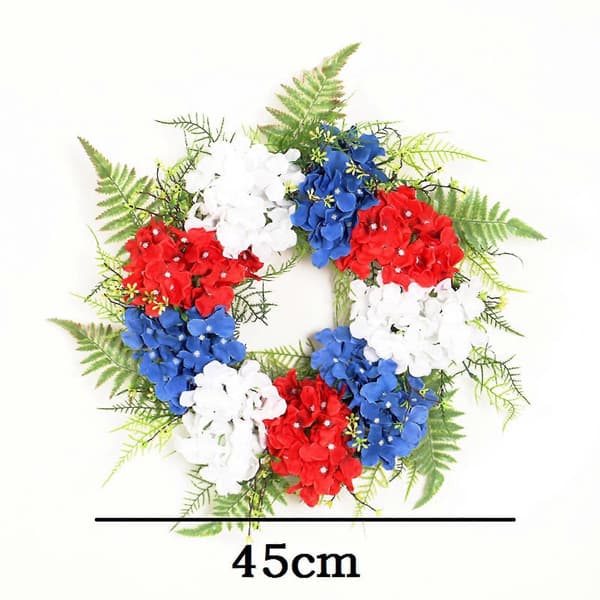 Amerikkalaisen itsenäisyyspäivän seppele, simuloitu hortensia, olohuoneen seppele