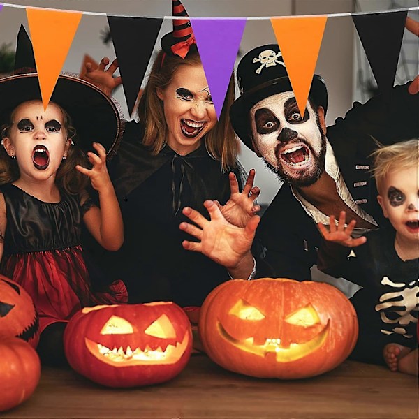 Halloween Banner Banner Sort Lilla Orange Trekant Banner Halloween Fest Hængende 5 Stykker