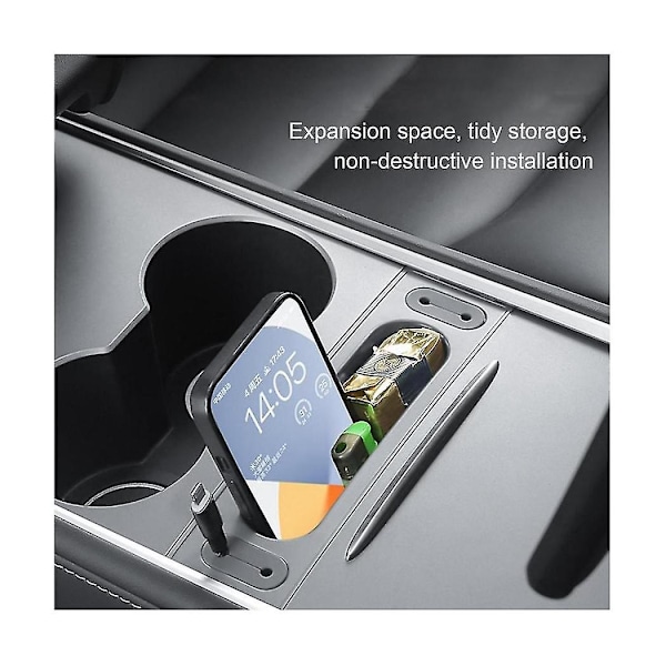 For Model 3 Model Y 2019-2023 Bil Senterkonsoll Dokkingstasjon USB Hub Oppbevaringsboks Organizer Tilbehør