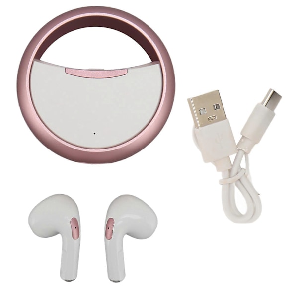 Trådlösa Bluetooth 5.0 Hörlurar Brusreducering Stereo Ljud Hörlurar Metall 360 Graders Roterbara Hörlurar för Musik Spel Samtal Rosa