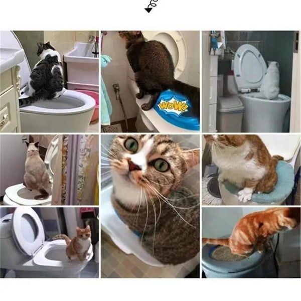Plastic Katte Toilet Træningssæt Genanvendeligt Hvalpe Katte Kuldemåtte Katte Toilettræner Toilet Kæledyr Cle