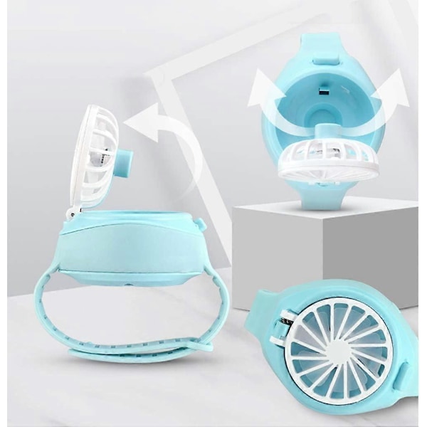 WJTG Kello Tuuletin Pieni Tuuletin USB Mini Laiska Luova Lahja Opiskelija Lapset Lataus, BlueJ