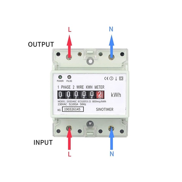 Elektrisk enfaset to-trådet AC 220V 100A energimåler kWh-tæller forbrug Analog Elektricitet