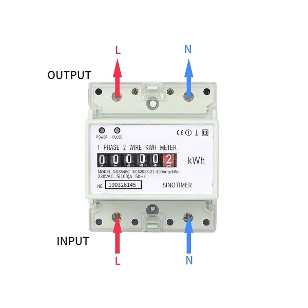 Elektrisk Enkeltfase To-leder AC 220v 100a Energimåler Kwh Tæller Forbrug Analog Elektricitet