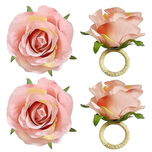 4 stk. Blomster Servietringe, Håndværk Vine Design Serviet Holder Ringe Borddekorationer Til Bryllup, Val