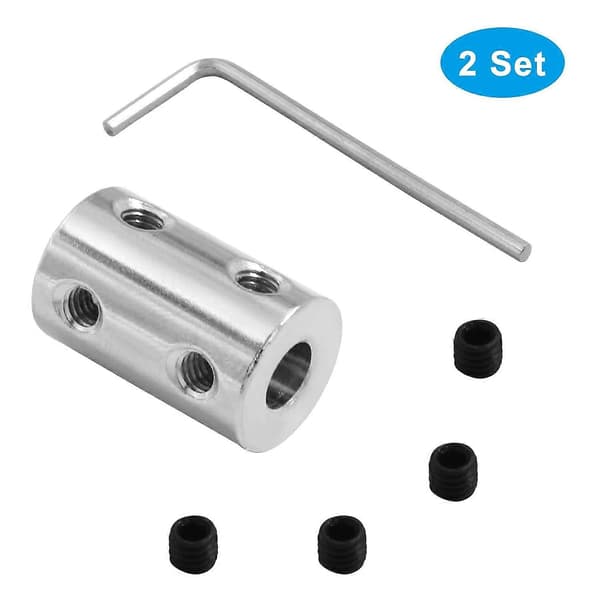 2 stk. Bore Stiv Koblingssett 6mm til 6mm Akselkobling Kobling Rustfritt Stål