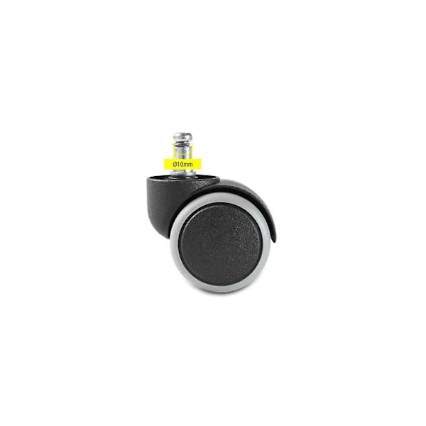 5-delt hjulsett, harde gulvhjul for kontorstoler, hjulsett = 5 hjul for kontorstoler, svart, pinnestørrelse 10 mm, diameter 50 mm