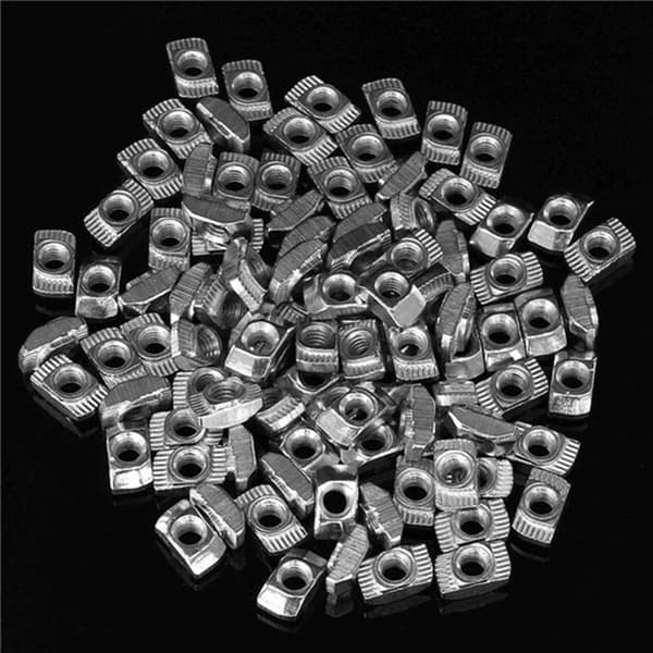 200 st M5 Hammarmutter Kolstål Aluminium Koppling T Fäste Glidmutter