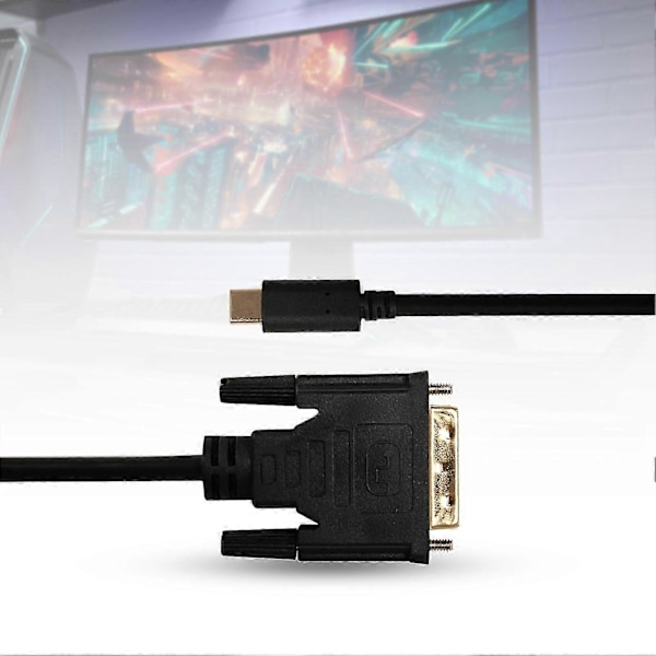 1,8 m Portabel 4K Högupplöst Typ-C till DVI Adapterkabel Omvandlare Sladd för Dator
