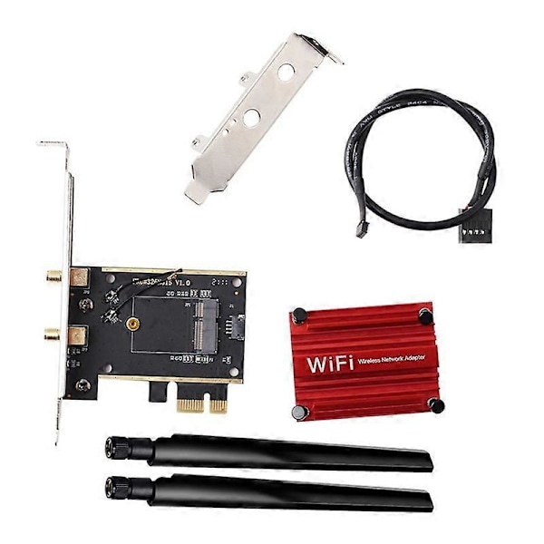 M.2 til PCIE Wifi Trådløs Adapter Konverter NGFF M.2 WiFi Bluetooth Kort med 2X Antenne for AX210