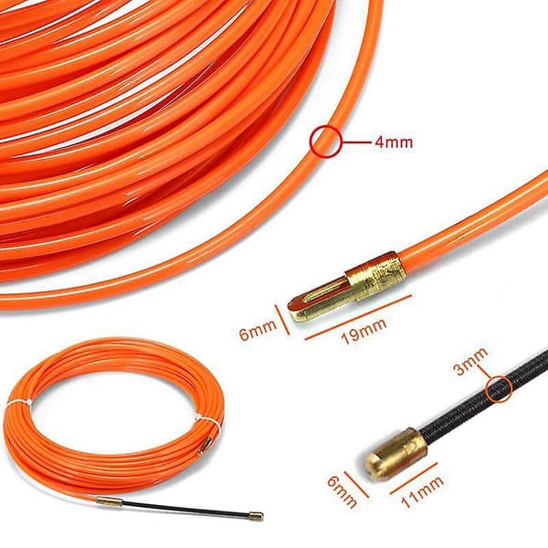 2 stk. 4mm Orange Guide Device Nylon Elektrisk Kabel Træktråd Trådtråd, 5