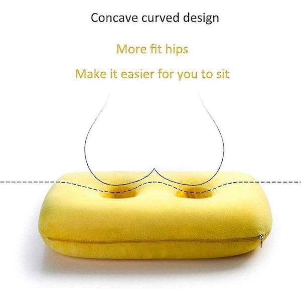 Memory Foam Siddebenslindrende Pude Med To Huller Til Numse, Lænd, Hamstrings, Hofter, Iskias Tuberositet Coccyx Pude Til Halebenssmerter, Blå,-